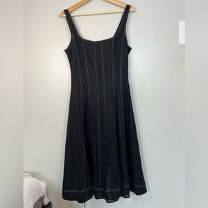 chinese dress ladies The Mykonos - Solid Black Linen Beach Dress main image 0